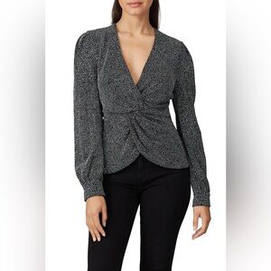 Jonathan Simkhai Long Sleeve Twistfront Glitter Top